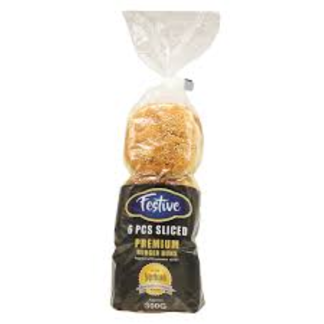 FESTIVE PREMIUM SLICED BURGER BUNS SESAME SEEDS